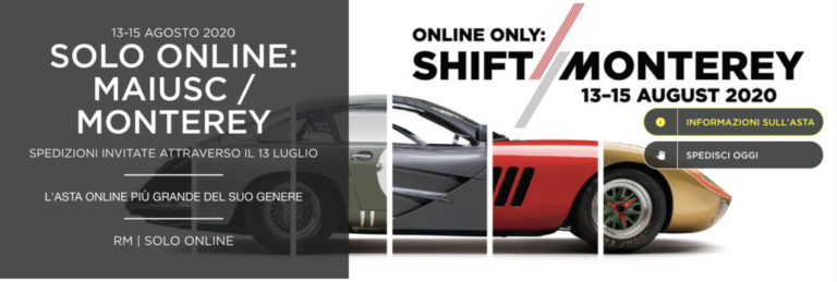 Aste RM Sotheby’s: 150 esclusive auto saranno battute via web a Monterey nell’asta “Only online: SHIFT/Monterey”