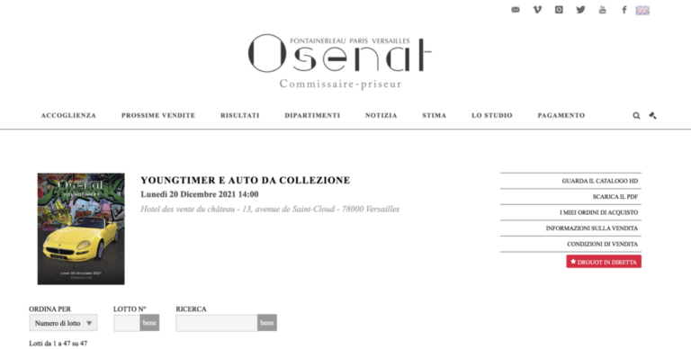Osenat: appuntamento per lunedì 20 dicembre per l’asta auto d’epoca